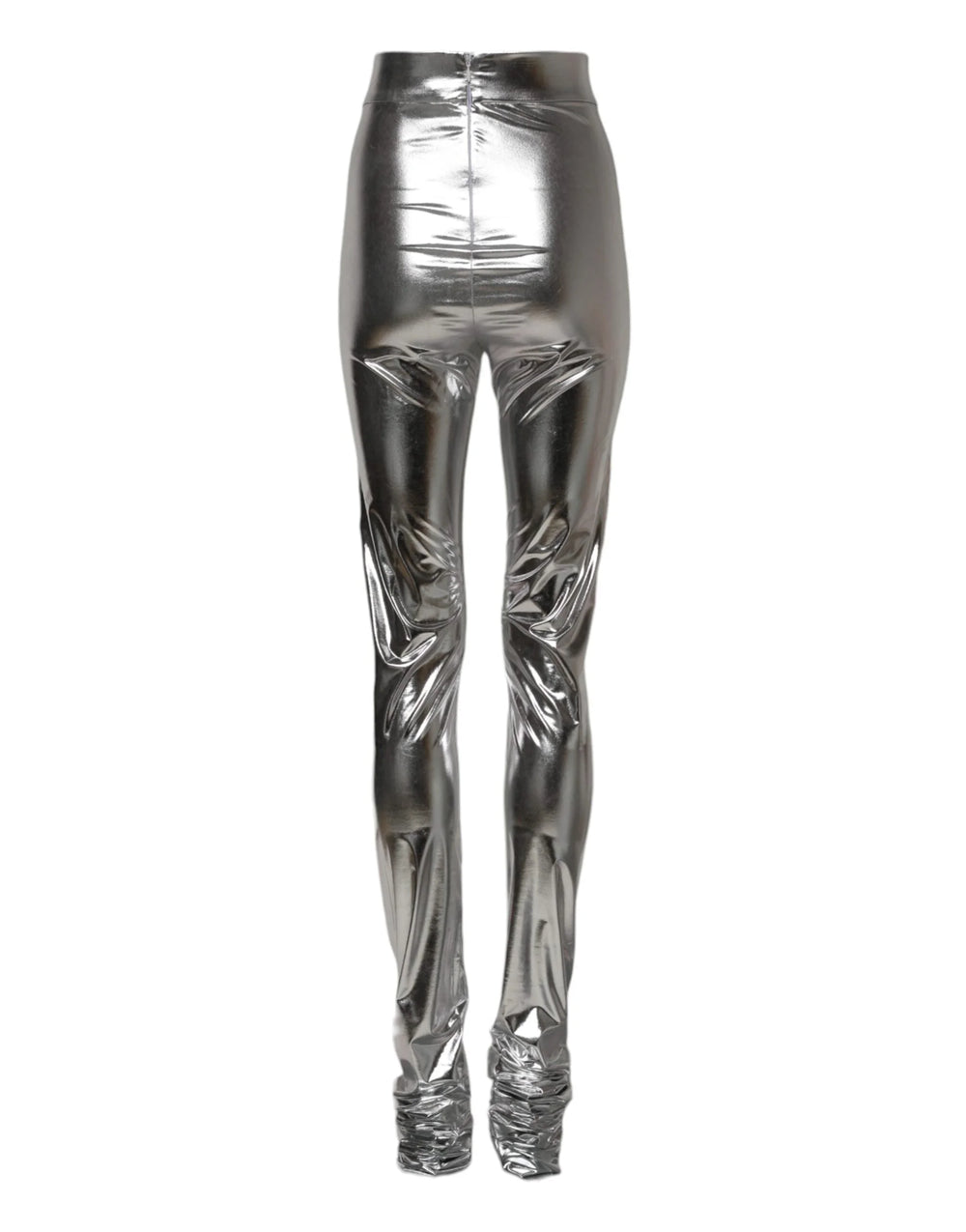 Dolce & Gabbana Metallic Silver Polyester Slim Fit Leggings Pants - IT38 | XS - Leggings