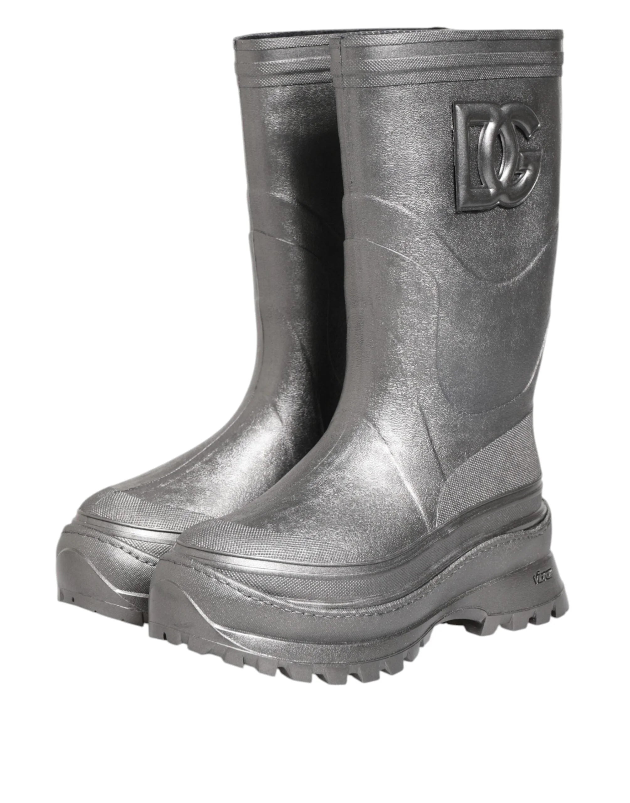 Dolce & Gabbana Metallic Silver Pull On Rain Boots Shoes - EU42/US9 - Boots