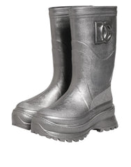 Dolce & Gabbana Metallic Silver Pull On Rain Boots Shoes - EU42/US9 - Boots