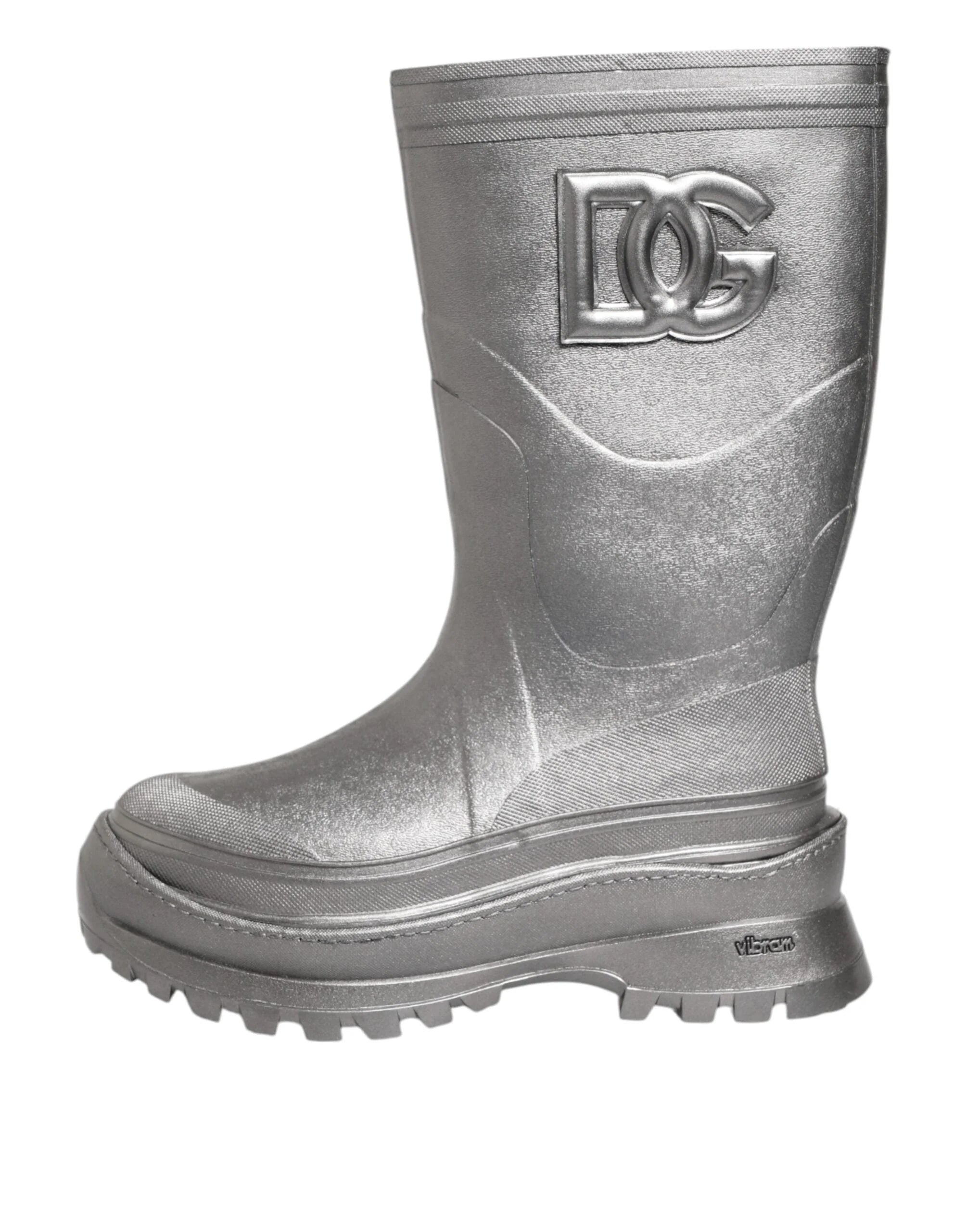 Dolce & Gabbana Metallic Silver Pull On Rain Boots Shoes - EU42/US9 - Boots