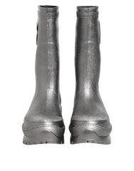 Dolce & Gabbana Metallic Silver Pull On Rain Boots Shoes - EU42/US9 - Boots
