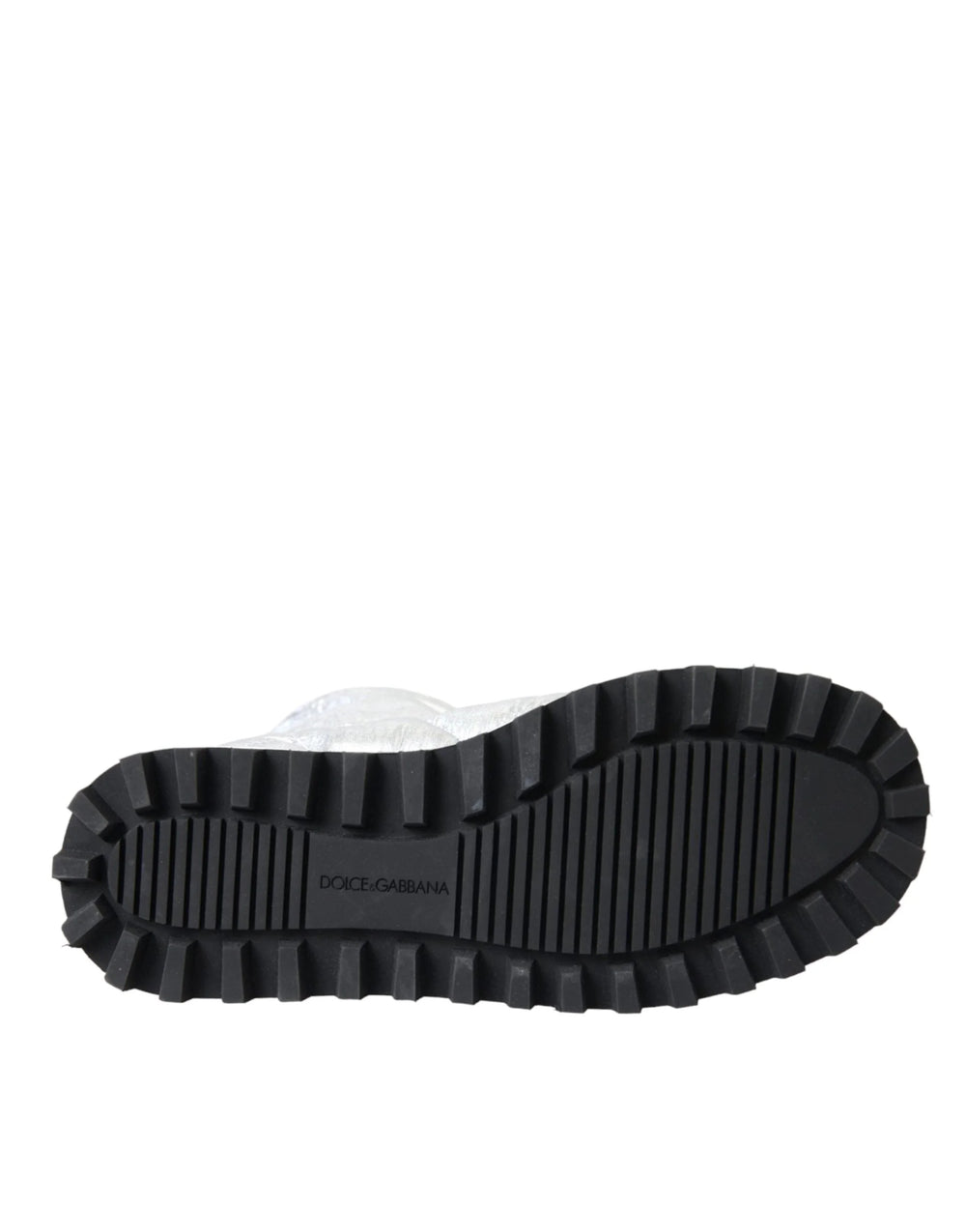 Dolce & Gabbana Metallic Silver Quilted Logo Patch Boot Shoes - EU39/US8.5 - Boots