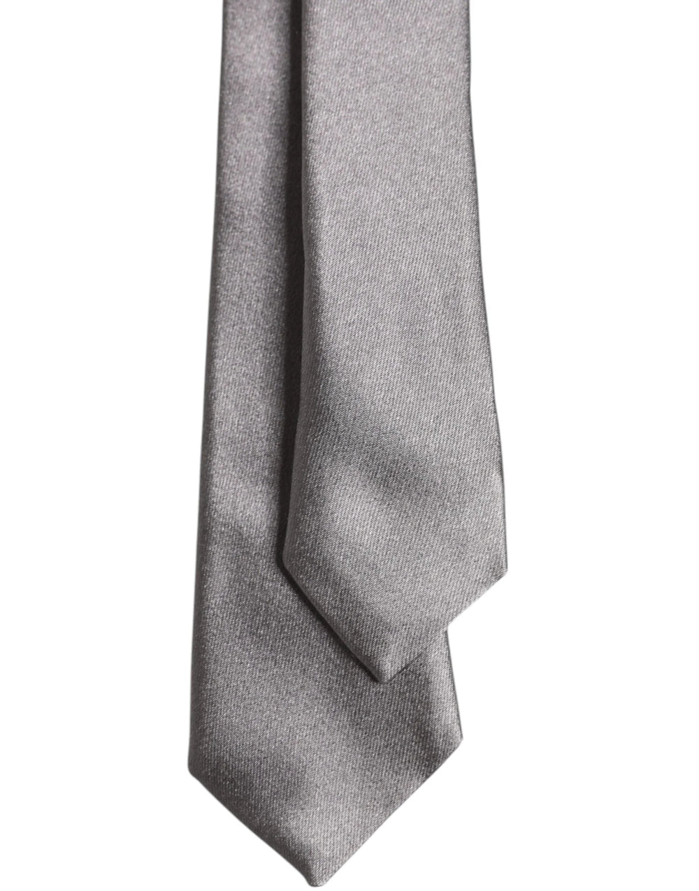 Dolce & Gabbana Metallic Silver Silk Adjustable Necktie Tie - Neckties