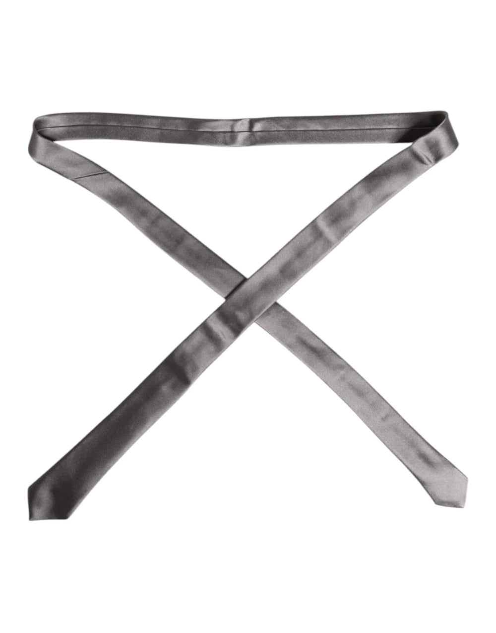 Dolce & Gabbana Metallic Silver Silk Adjustable Necktie Tie - Neckties