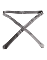 Dolce & Gabbana Metallic Silver Silk Adjustable Necktie Tie - Neckties