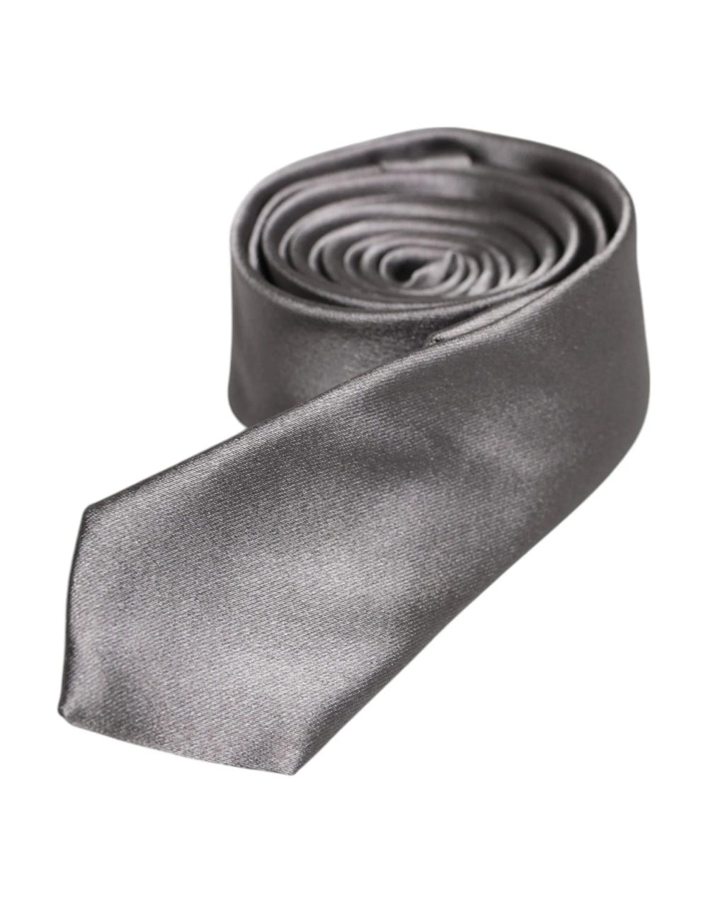 Dolce & Gabbana Metallic Silver Silk Adjustable Necktie Tie - Neckties