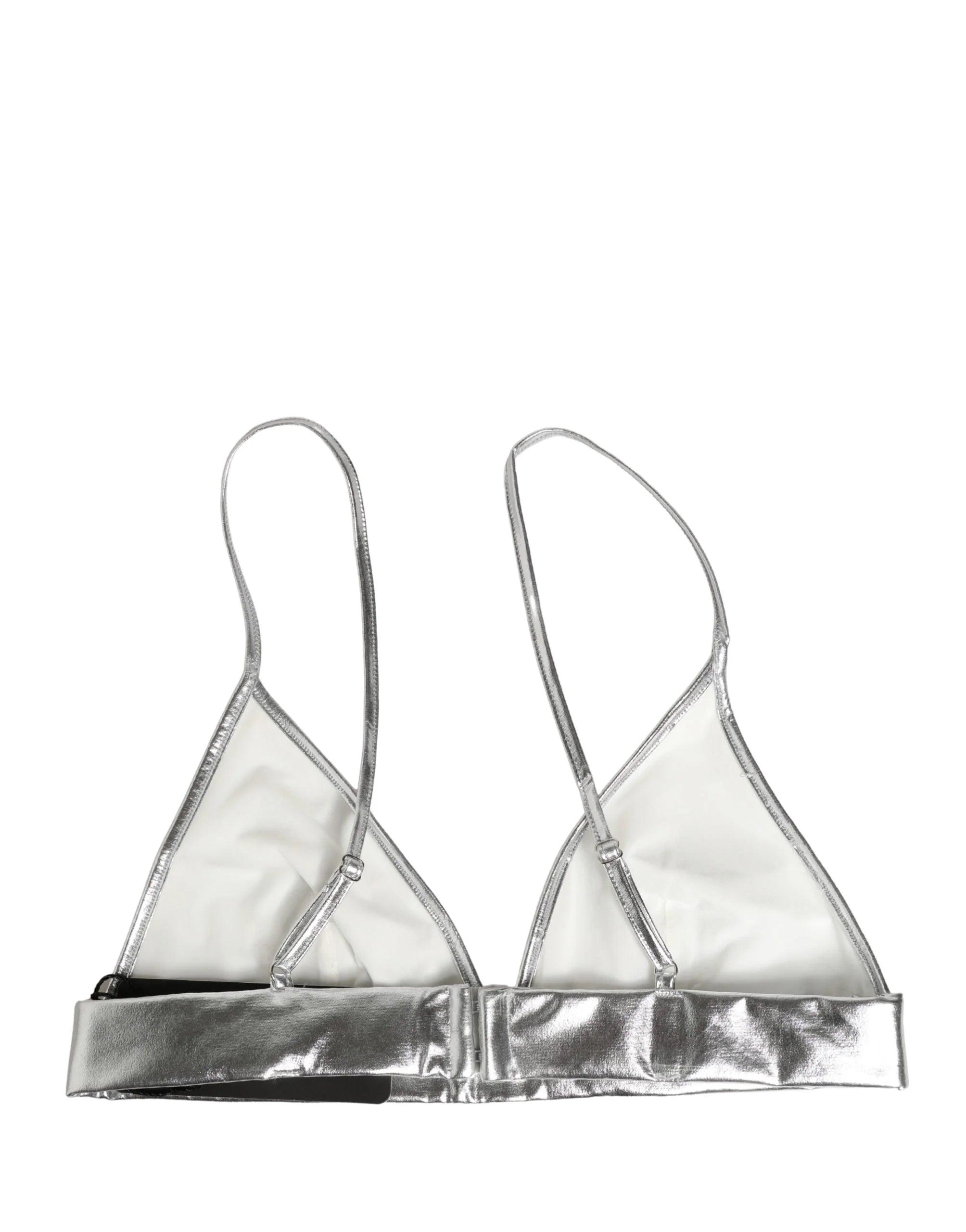 Dolce & Gabbana Silberfarbener Metallic Bustier Crop Top - IT40|S