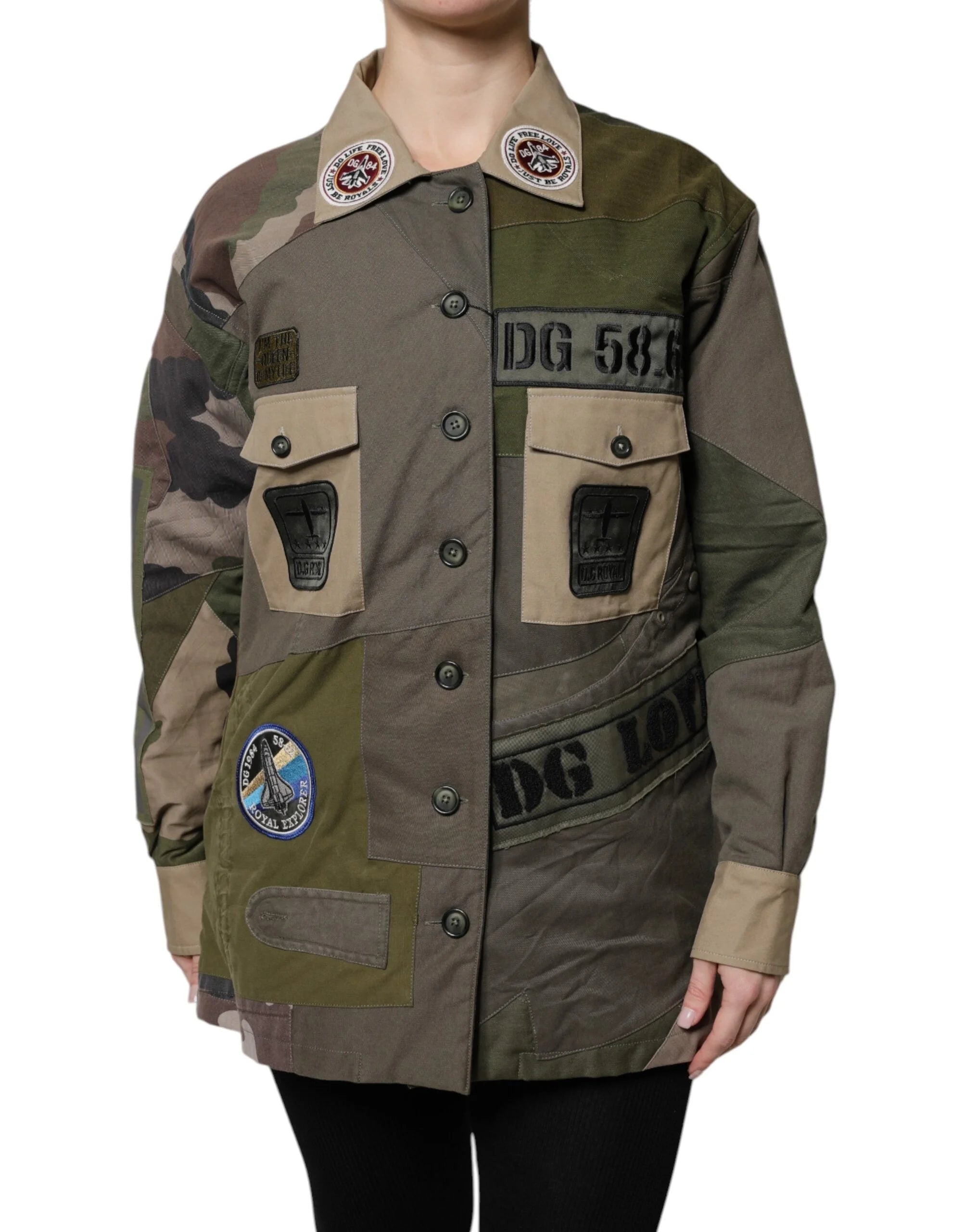 Dolce & Gabbana Military Green Cotton Button Down Jacket - Coats & Jackets