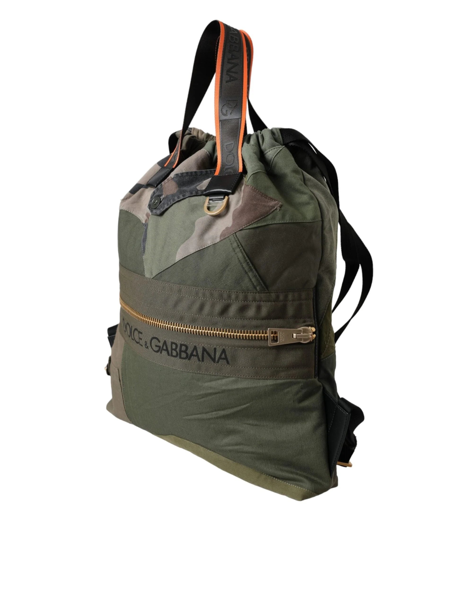 Dolce & Gabbana Military Green Patchwork Rucksack Backpack Bag - Backpacks