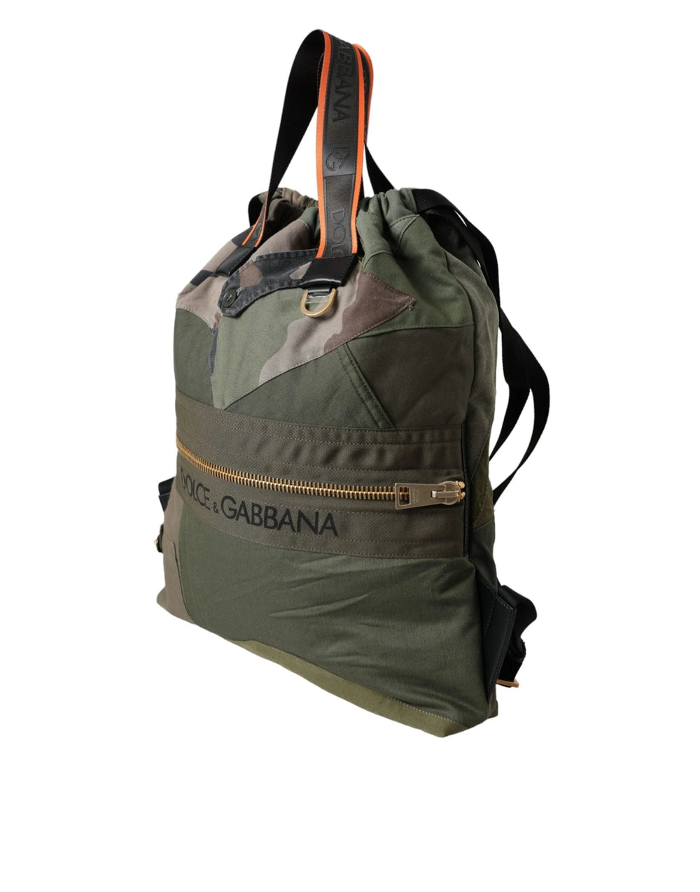Dolce & Gabbana Military Green Patchwork Rucksack Backpack Bag - Backpacks