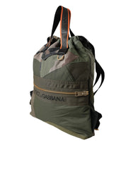 Dolce & Gabbana Military Green Patchwork Rucksack Backpack Bag - Backpacks