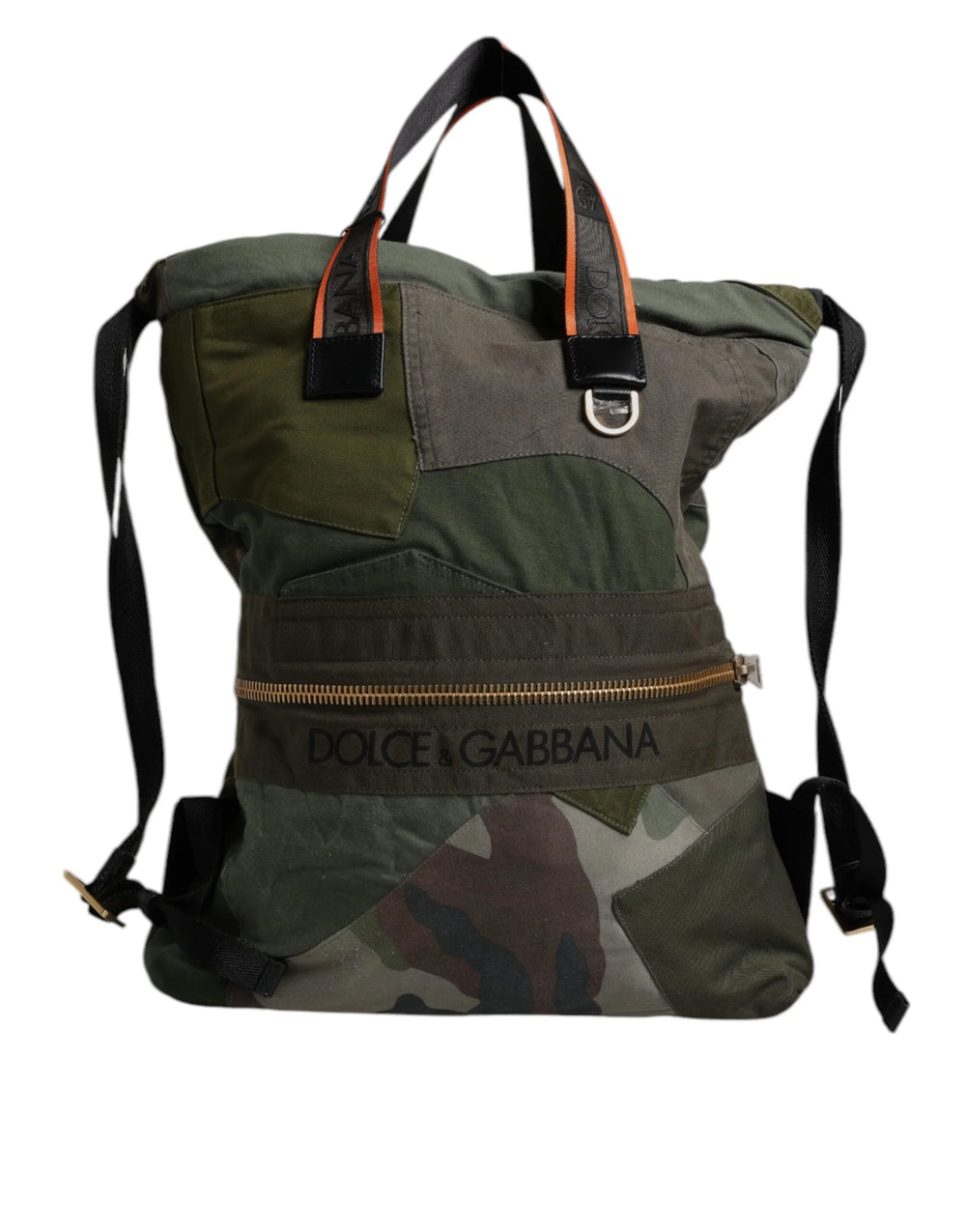 Dolce & Gabbana Military Green Patchwork Rucksack Backpack Bag - Backpacks