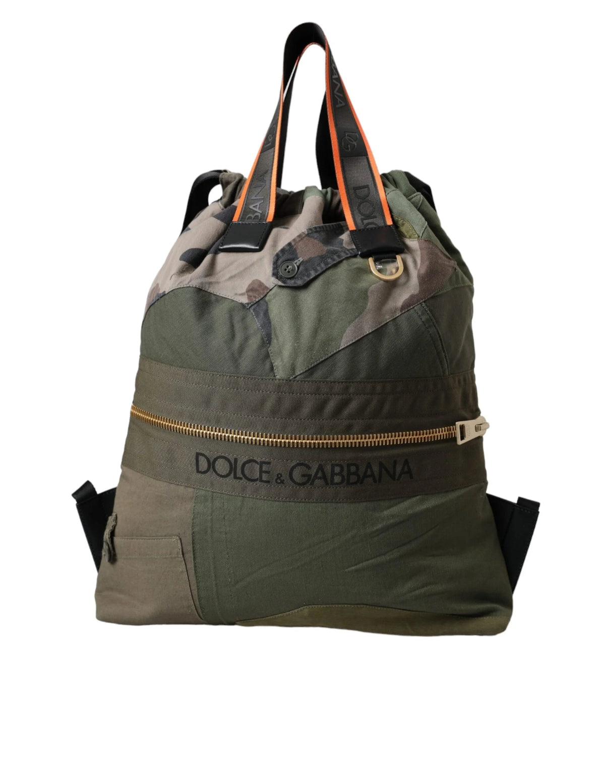 Dolce & Gabbana Military Green Patchwork Rucksack Backpack Bag - Backpacks