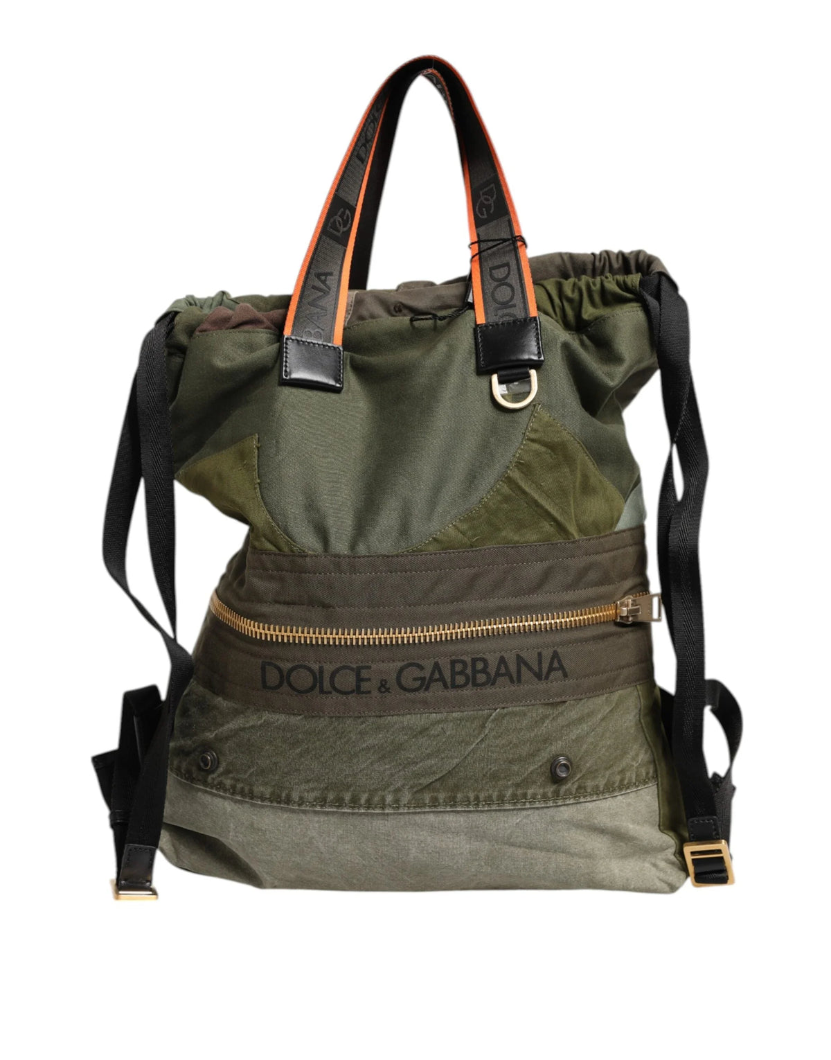 Dolce & Gabbana Military Green Patchwork Rucksack Backpack Bag - Backpacks