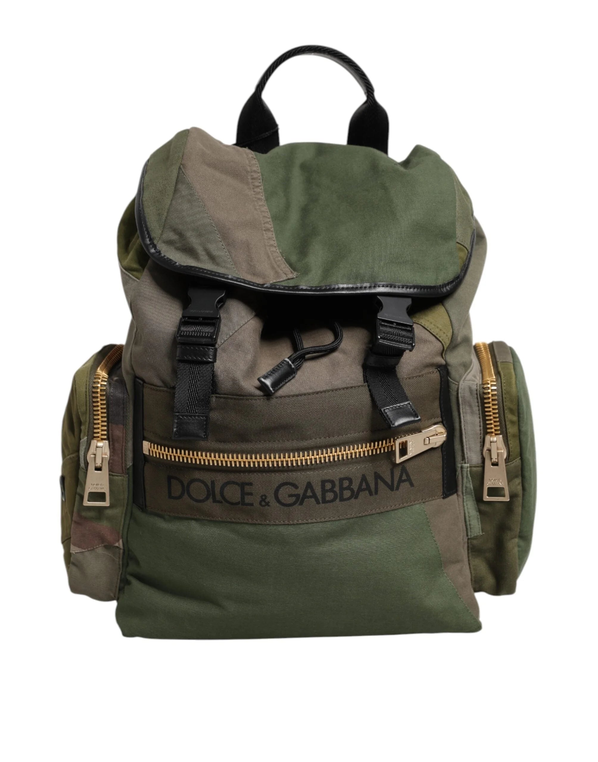 Dolce & Gabbana Military Green Patchwork Rucksack Backpack Bag - Backpacks