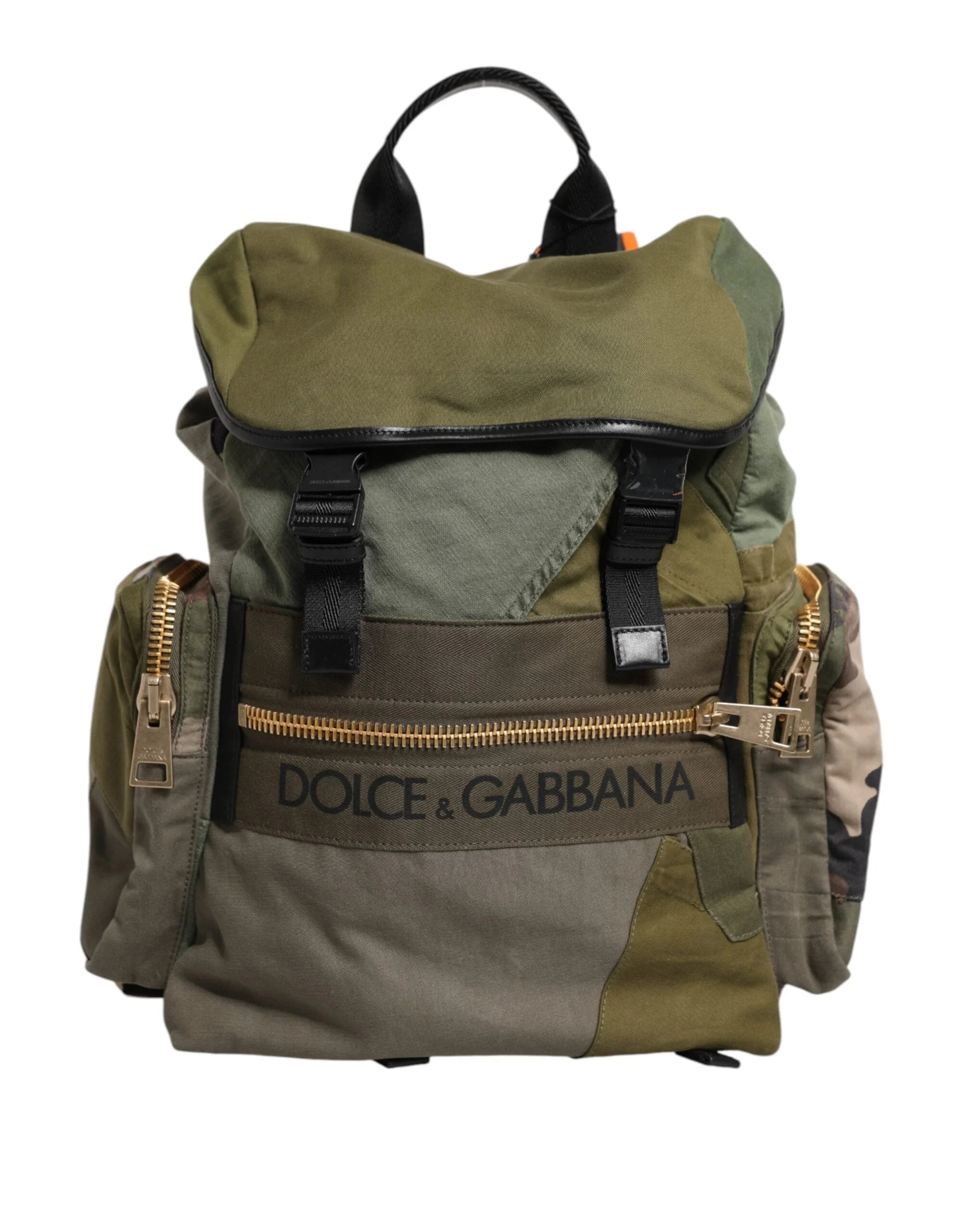 Dolce & Gabbana Military Green Patchwork Rucksack Backpack Bag - Backpacks