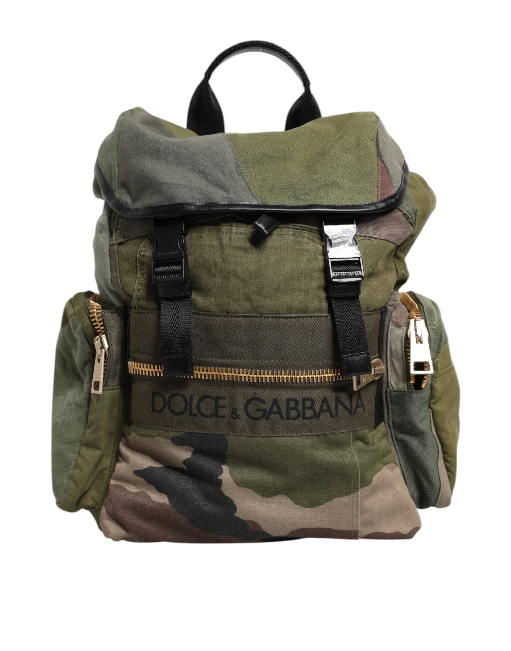 Dolce & Gabbana Military Green Patchwork Rucksack Backpack Bag - Backpacks