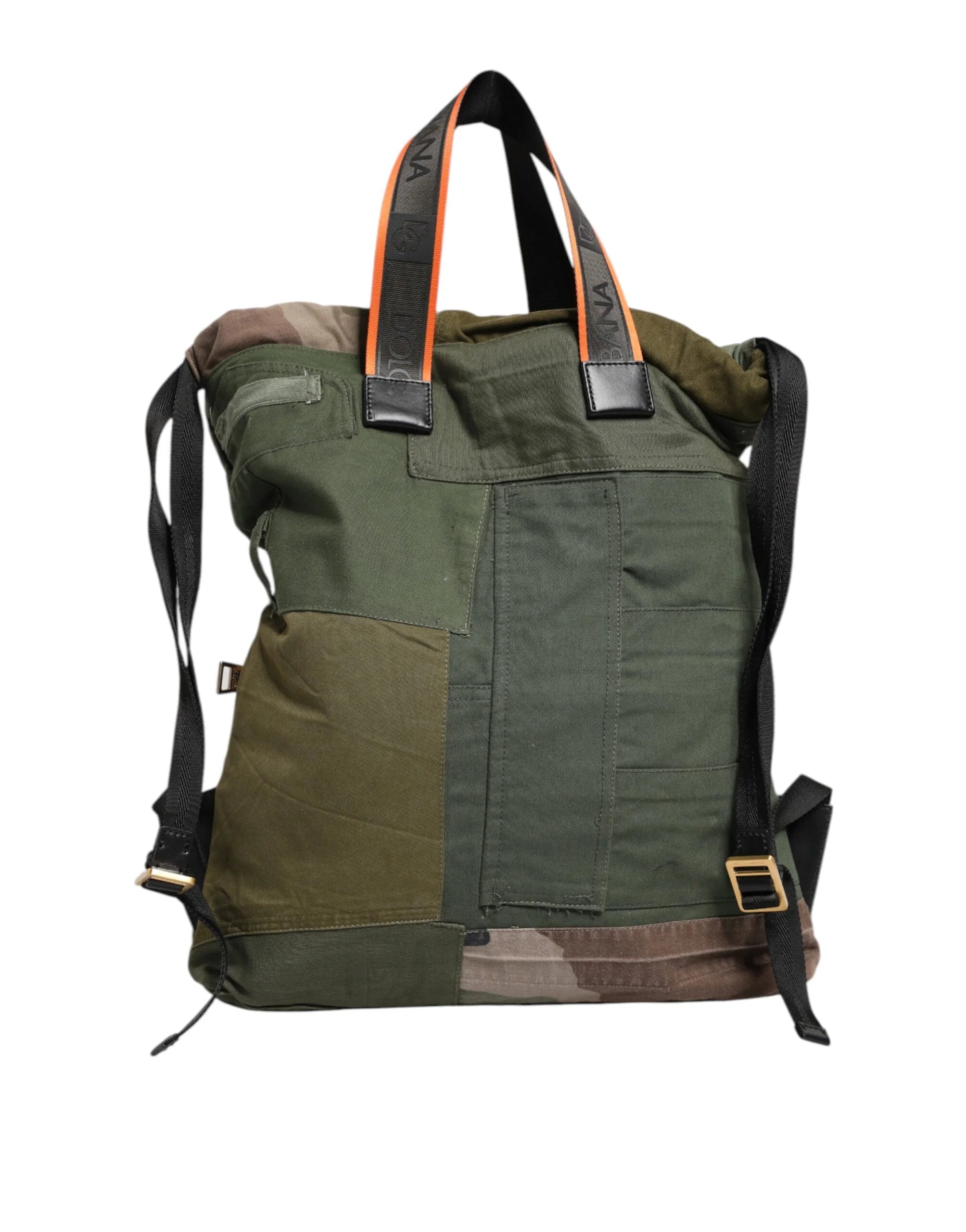 Dolce & Gabbana Military Green Patchwork Rucksack Backpack Bag - Backpacks