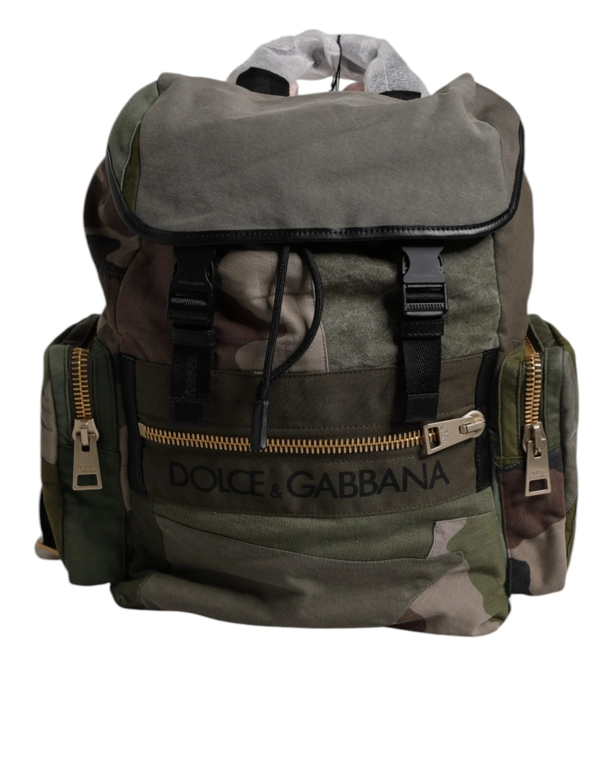 Dolce & Gabbana Military Green Patchwork School Backpack Bag - Backpacks