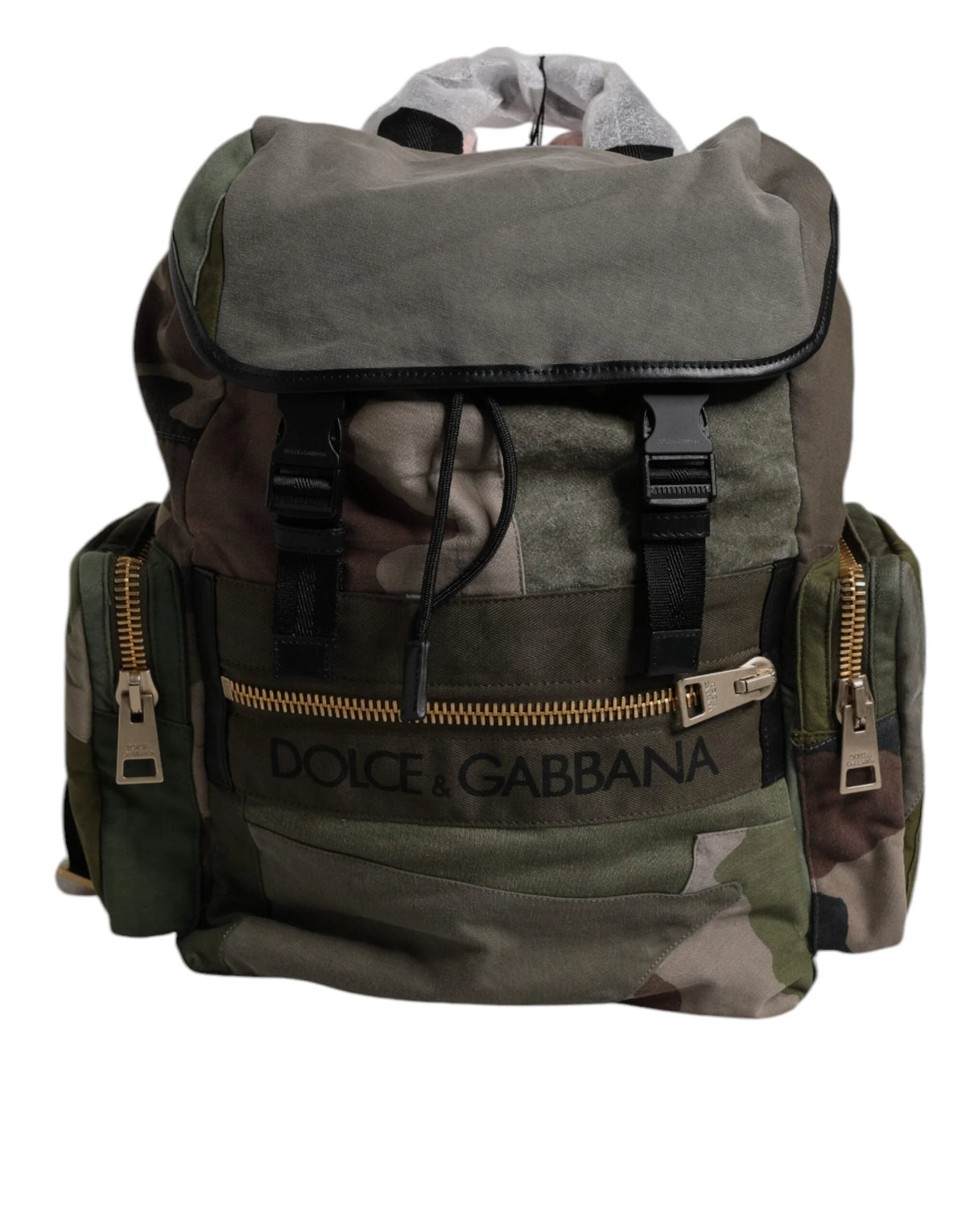 Dolce & Gabbana Military Green Patchwork School Backpack Bag - Backpacks