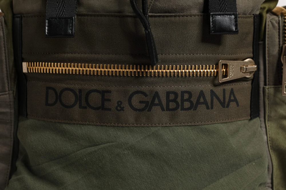 Dolce & Gabbana Military Green Patchwork School Backpack Bag - Backpacks