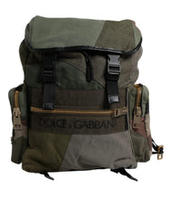 Dolce & Gabbana Military Green Patchwork Travel Backpack Bag - Backpacks