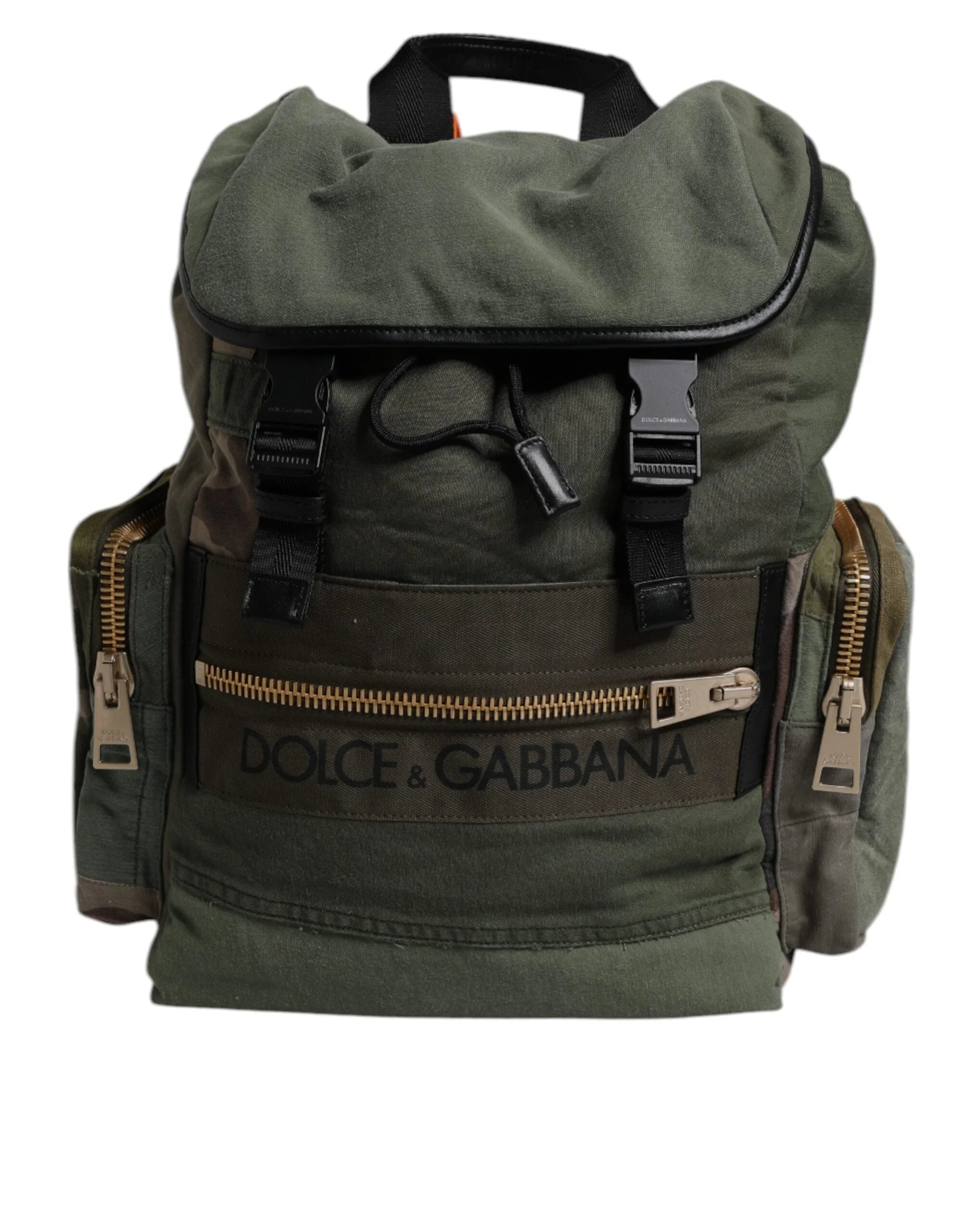 Dolce & Gabbana Military Green Patchwork Travel Backpack Bag - Backpacks