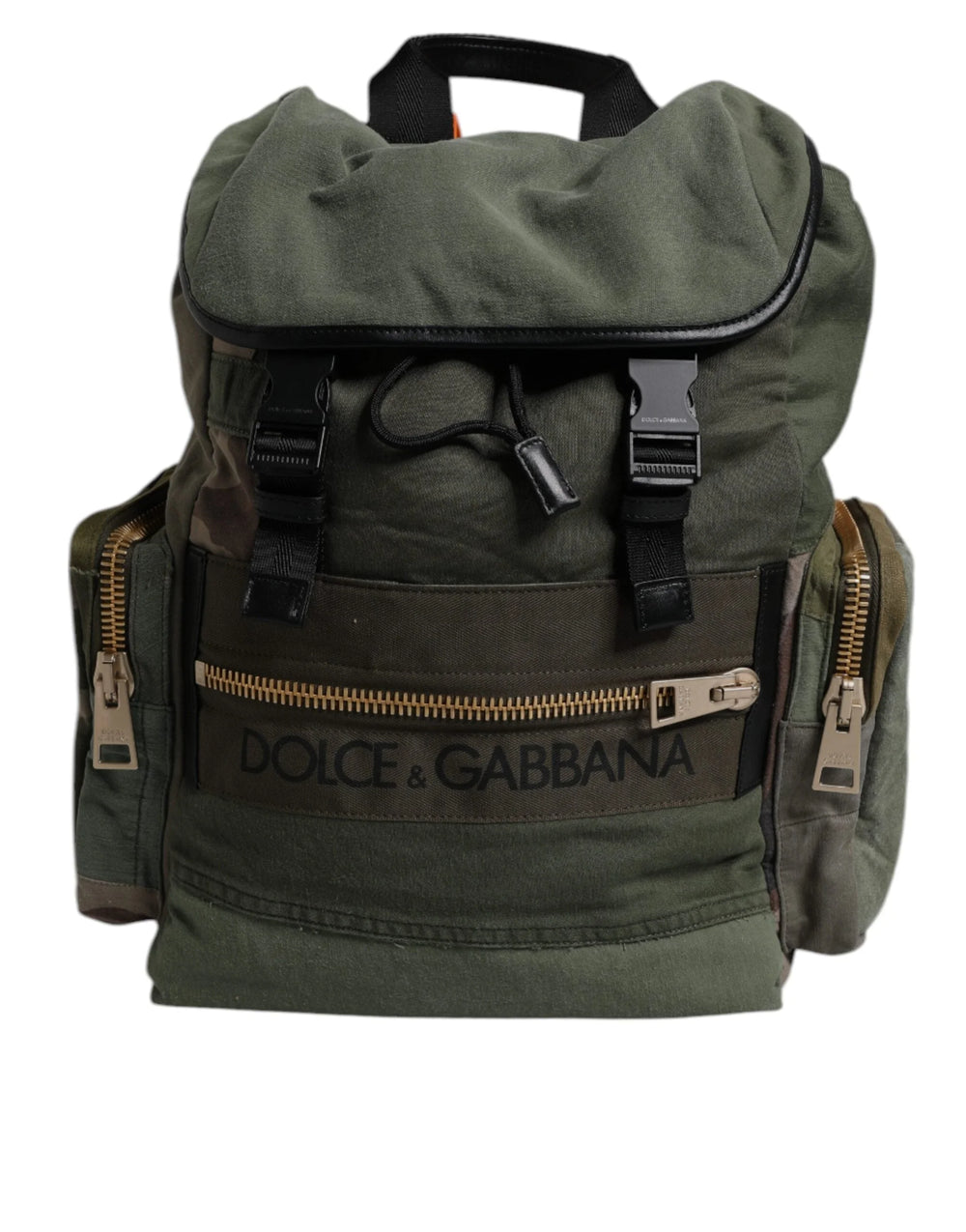 Dolce & Gabbana Military Green Patchwork Travel Backpack Bag - Backpacks