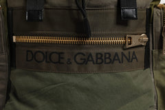 Dolce & Gabbana Military Green Patchwork Travel Backpack Bag - Backpacks