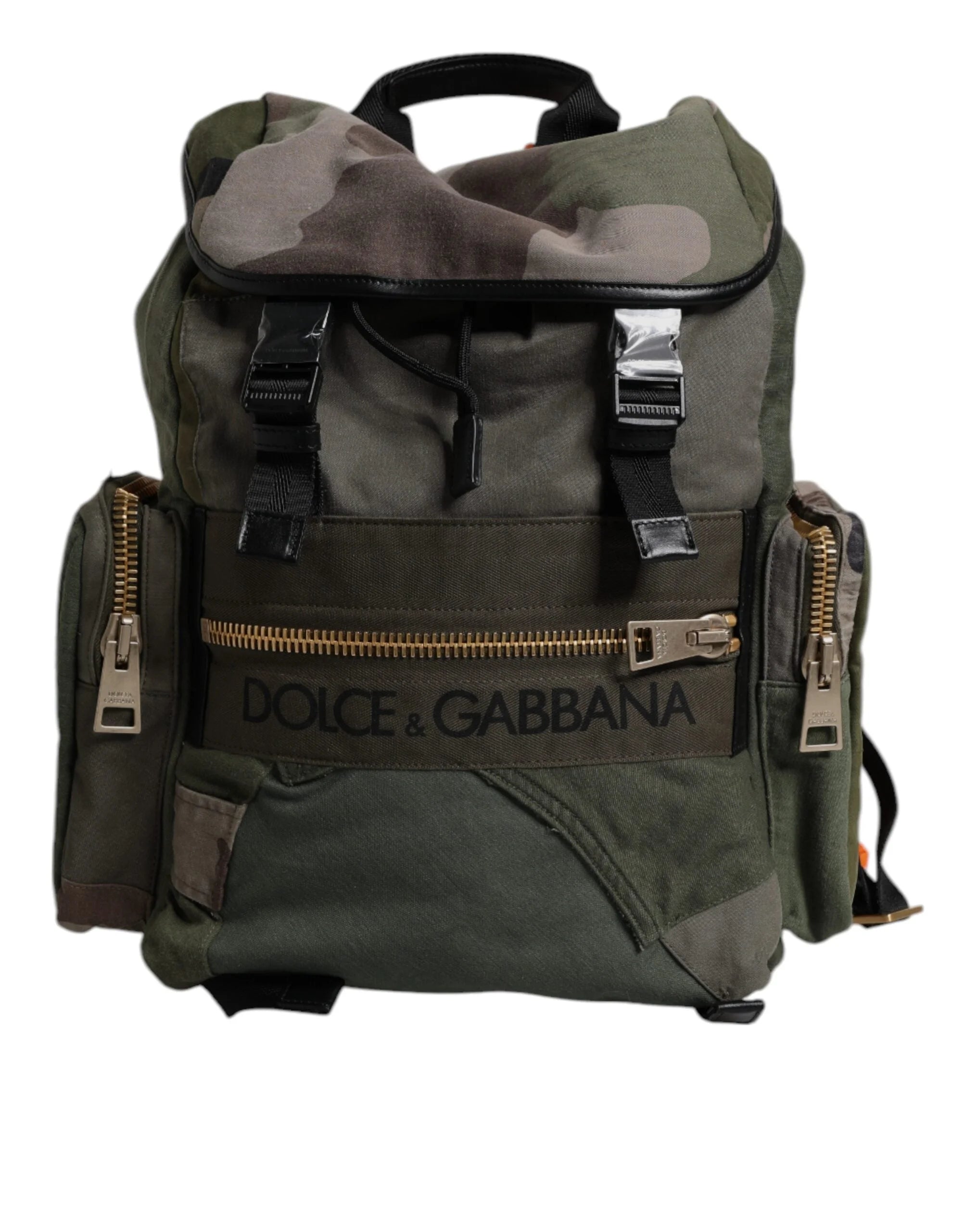 Dolce & Gabbana Military Green Patchwork Travel Backpack Bag - Backpacks