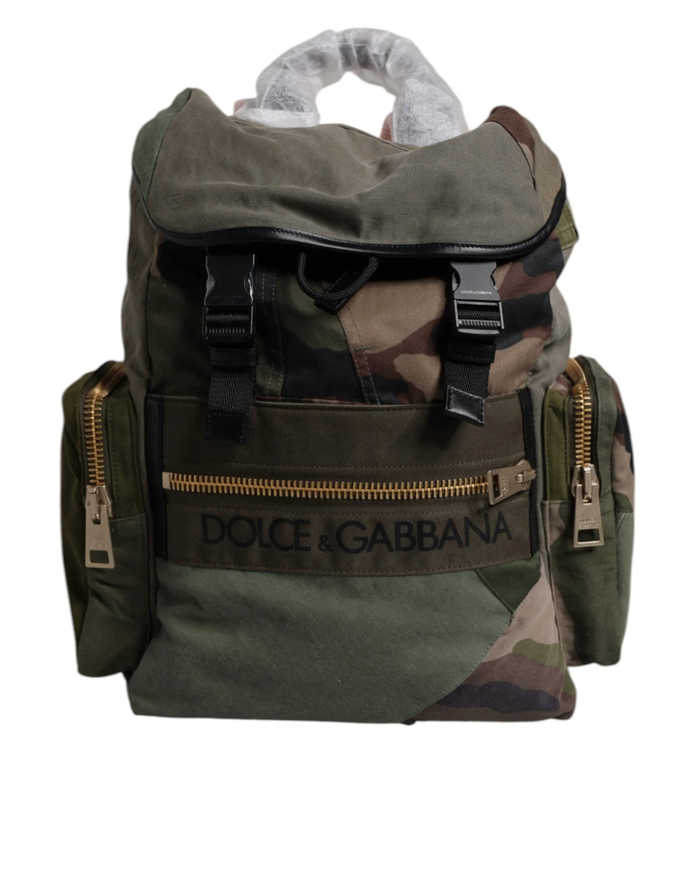 Dolce & Gabbana Military Green Patchwork Travel Backpack Bag - Backpacks