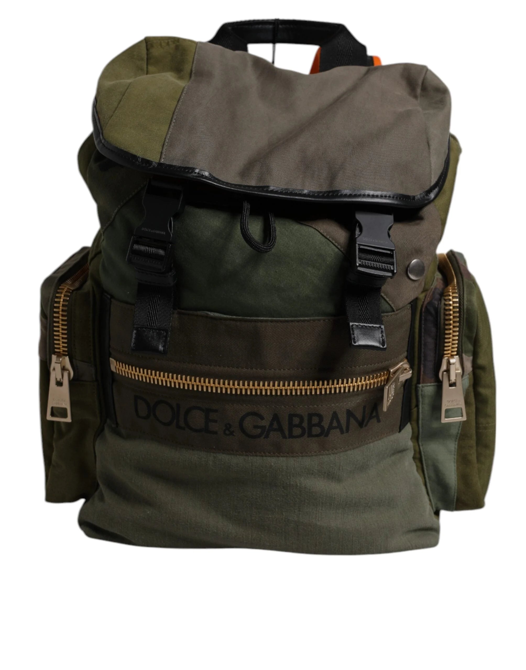 Dolce & Gabbana Military Green Patchwork Travel Backpack Bag - Backpacks