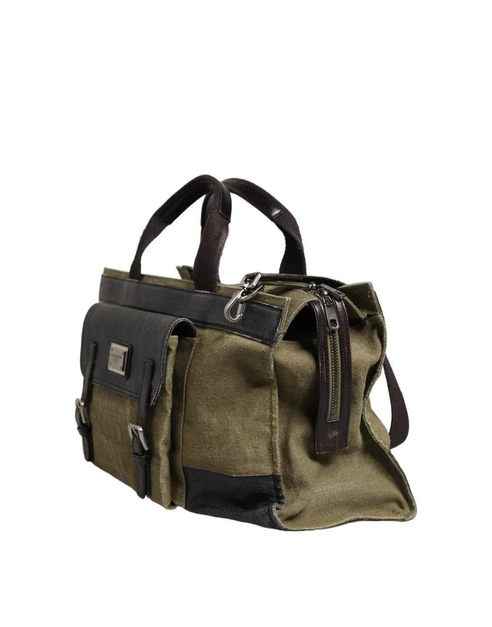 Dolce & Gabbana Στρατιωτικό Πράσινο Δίχρωμη Τσάντα Tote Duffel Shoulder Borse