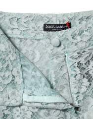 Dolce & Gabbana Mint Green Cotton Floral Lace Trousers Pants - IT40|S - Trousers