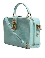 Dolce & Gabbana Mint Green Embossed Leather Padlock Shoulder Bag - Shoulder Bags