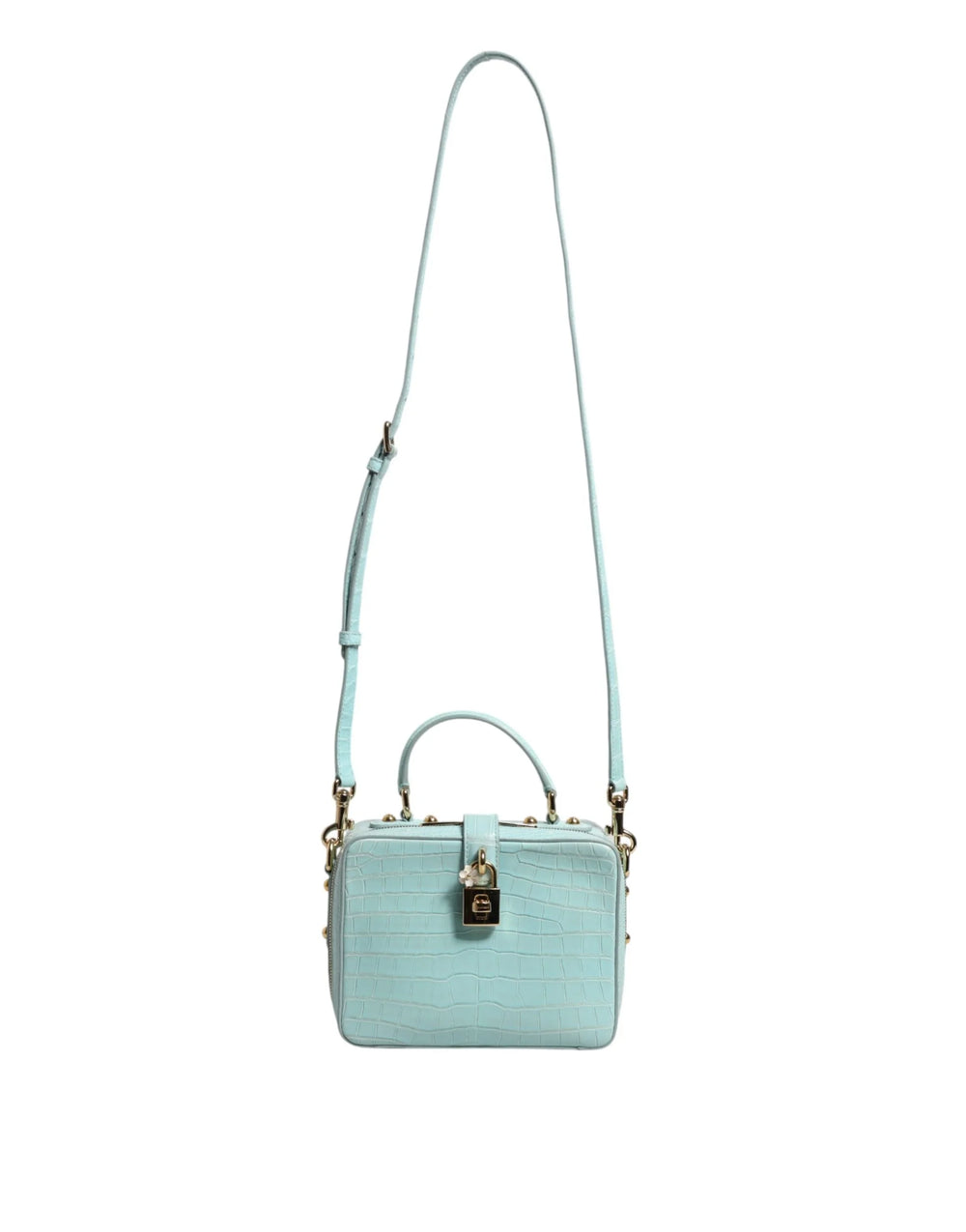 Dolce & Gabbana Mint Green Embossed Leather Padlock Shoulder Bag - Shoulder Bags