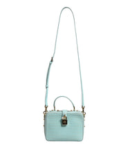Dolce & Gabbana Mint Green Embossed Leather Padlock Shoulder Bag - Shoulder Bags