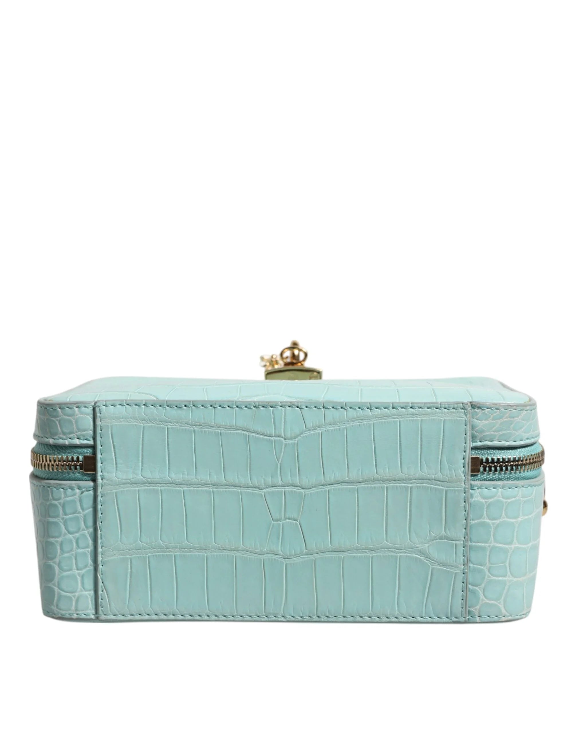 Dolce & Gabbana Mint Green Embossed Leather Padlock Shoulder Bag - Shoulder Bags