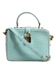 Dolce & Gabbana Mint Green Embossed Leather Padlock Shoulder Bag - Shoulder Bags