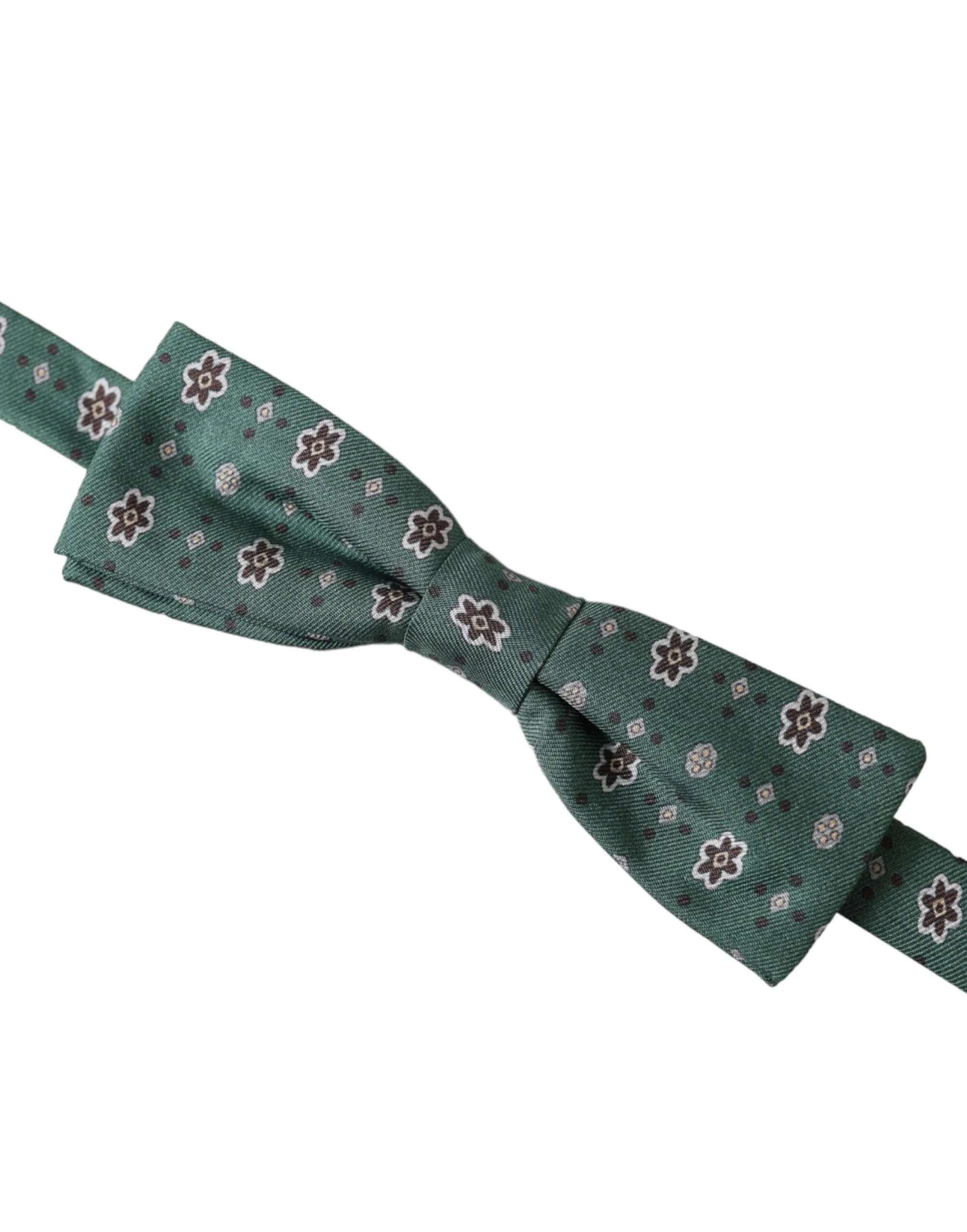 Dolce & Gabbana Mint Green Floral Adjustable Neck Men Bow Tie - Neckties