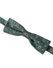 Dolce & Gabbana Mint Green Floral Adjustable Neck Men Bow Tie - Neckties