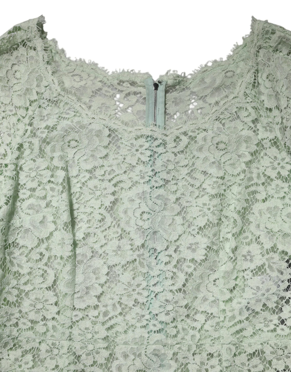 Dolce & Gabbana Mint Green Floral Lace Trim Midi Dress - IT50|3XL - Dresses