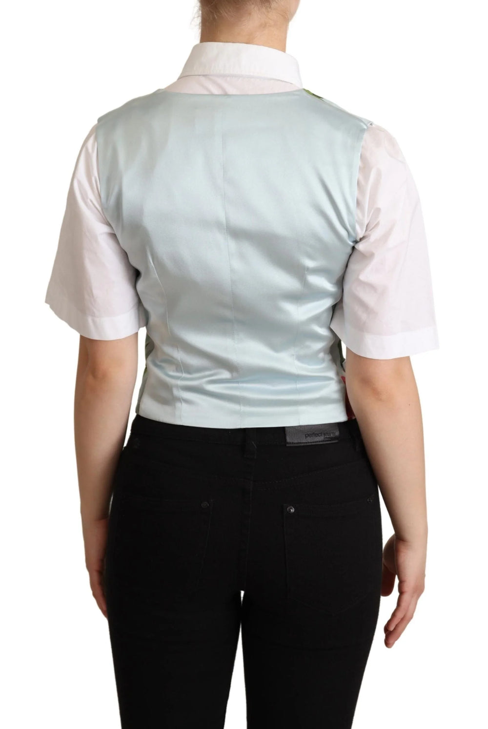 Dolce & Gabbana Mint Green Floral Silk Waistcoat Vest - IT38|XS - Vests