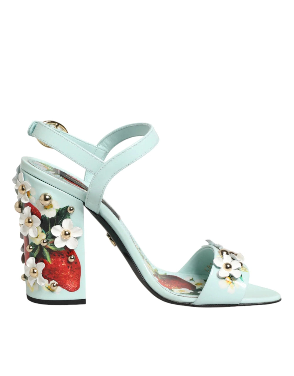Dolce & Gabbana Mint Green Floral Studs Heels Sandals Shoes - Sandals