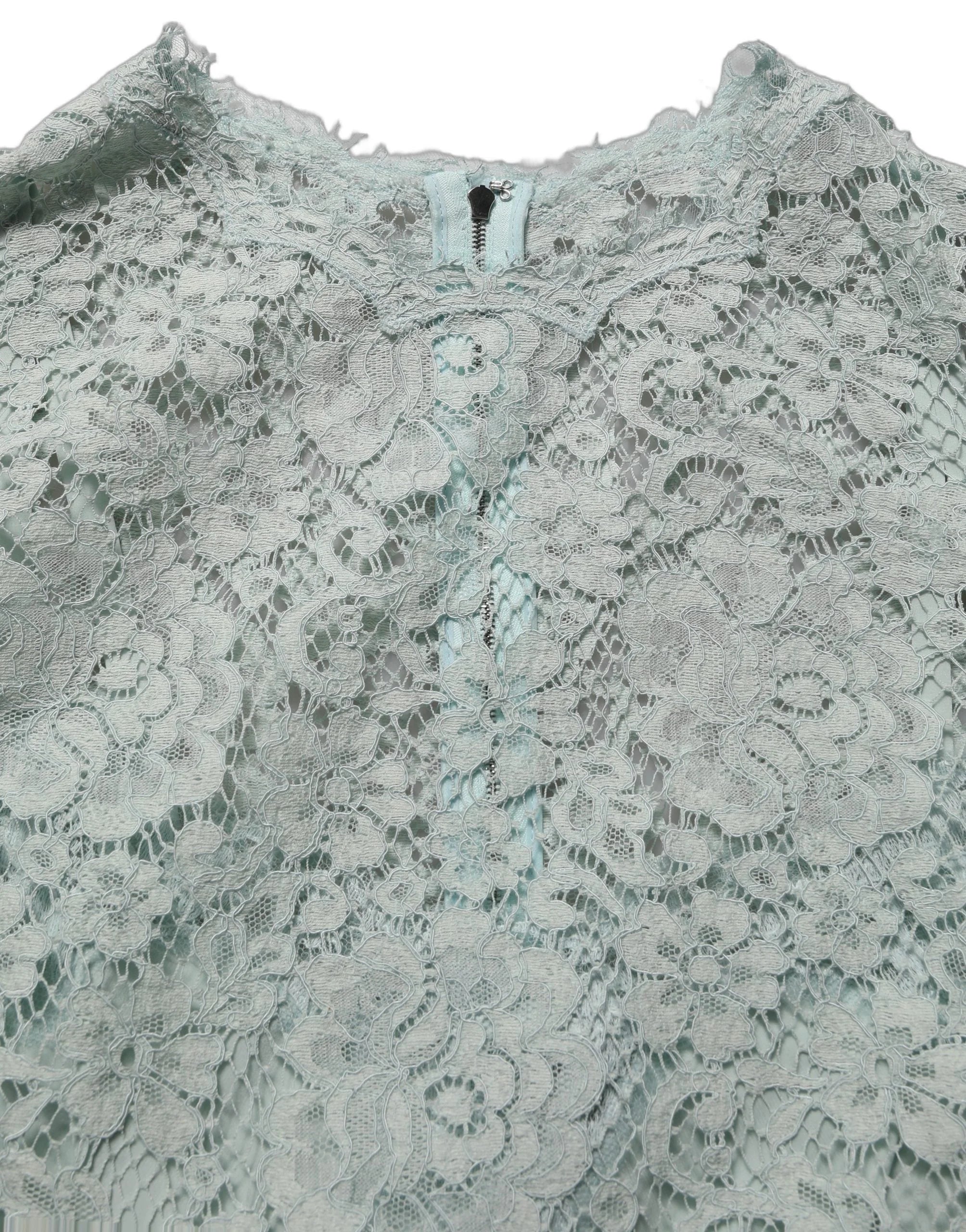 Dolce & Gabbana Mint Green Lace Sleeveless Knee Length Dress - IT42|M