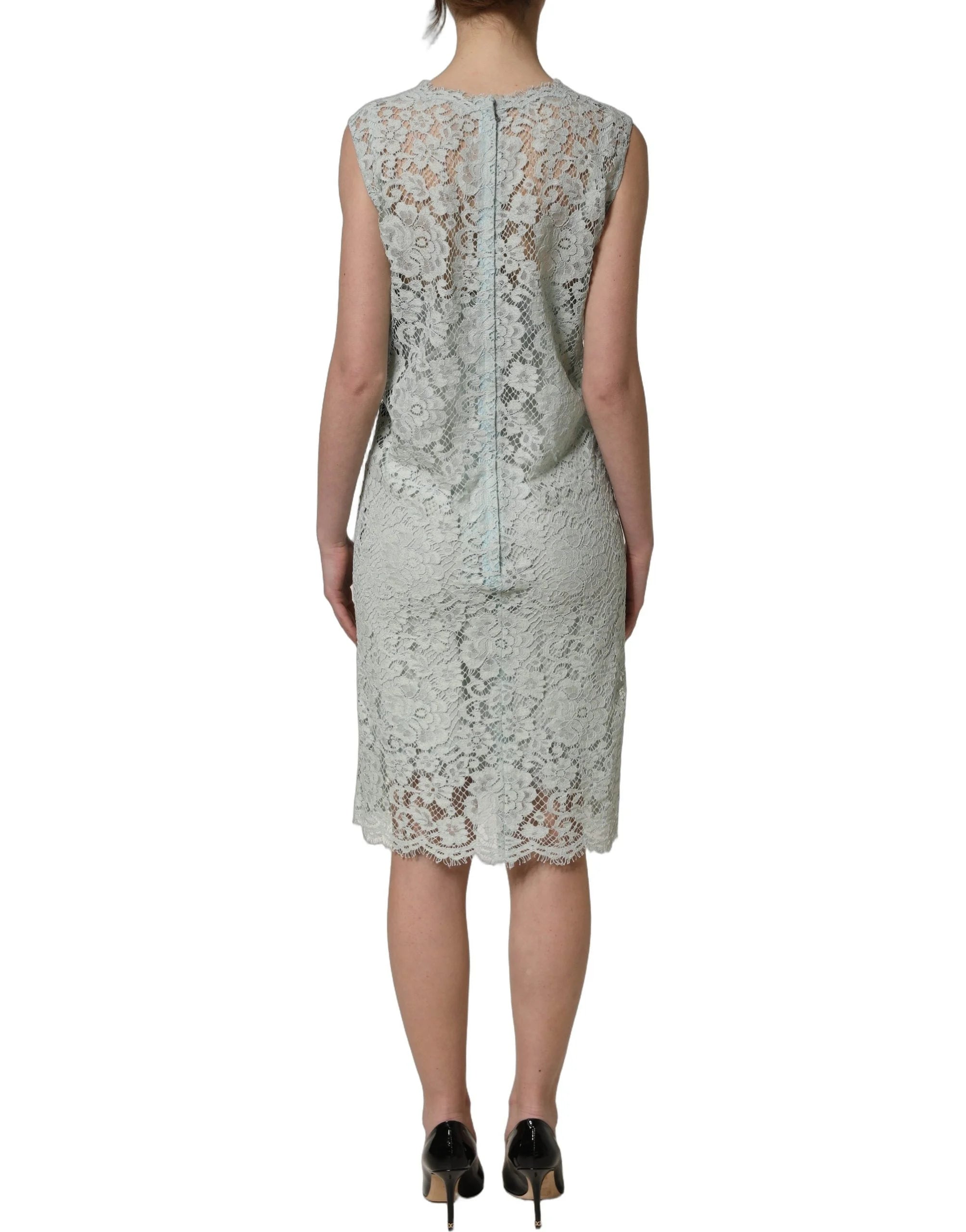 Dolce & Gabbana Mint Green Lace Sleeveless Knee Length Dress - IT42|M