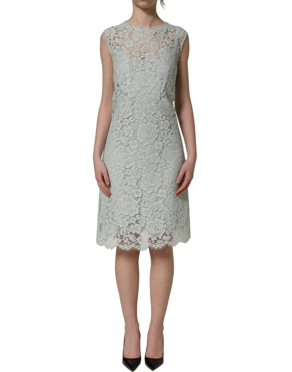 Dolce & Gabbana Mint Green Lace Sleeveless Knee Length Dress - IT42|M