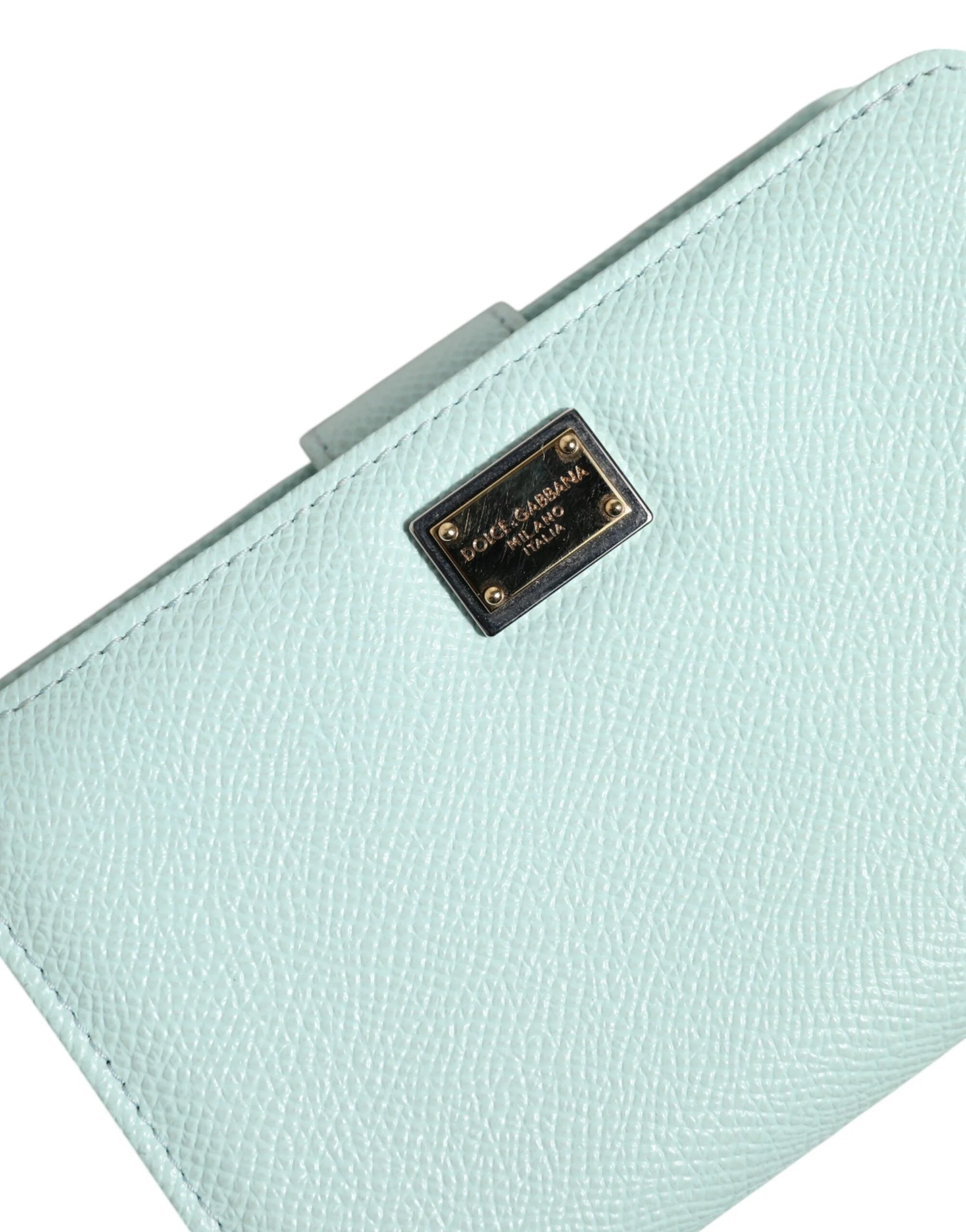 Dolce & Gabbana Mint Green Leather Bifold Continental Clutch Wallet - Wallets
