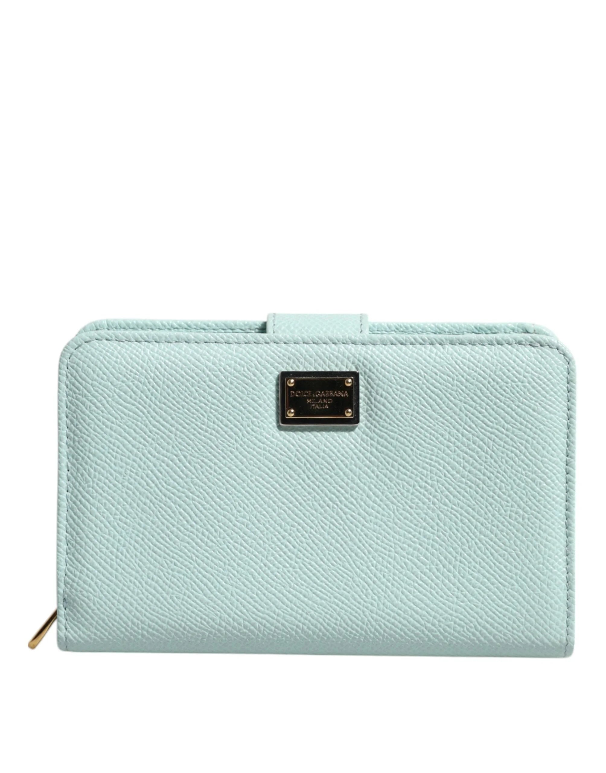 Dolce & Gabbana Mint Green Leather Bifold Continental Clutch Wallet - Wallets