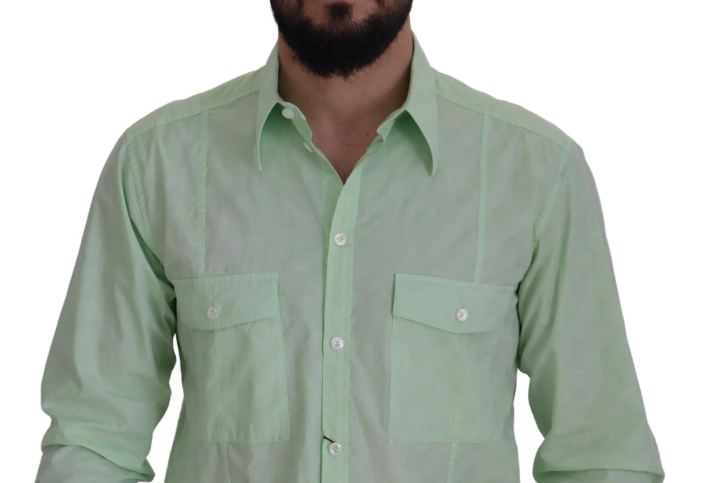 Dolce & Gabbana Mint Green Long Sleeves Button Down Shirt - IT42 | XL - Shirts